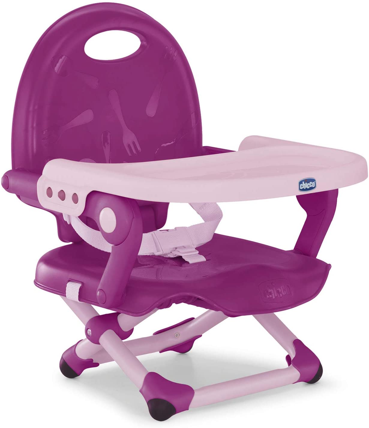 Chicco Pocket Snack Rehausseur Chaise Bébé pour Enfants de 6 mois à 3 ans (15 kg), Chaise Haute Portable, Réglable, avec Fermeture Compacte et Plateau Amovible - Dark Grey