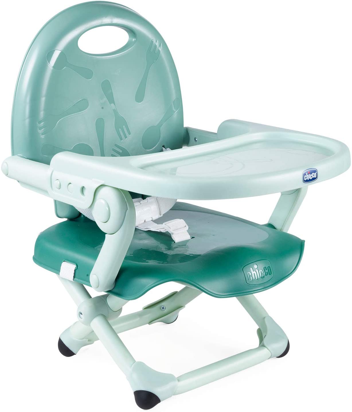 Chicco Pocket Snack Rehausseur Chaise Bébé pour Enfants de 6 mois à 3 ans (15 kg), Chaise Haute Portable, Réglable, avec Fermeture Compacte et Plateau Amovible - Dark Grey